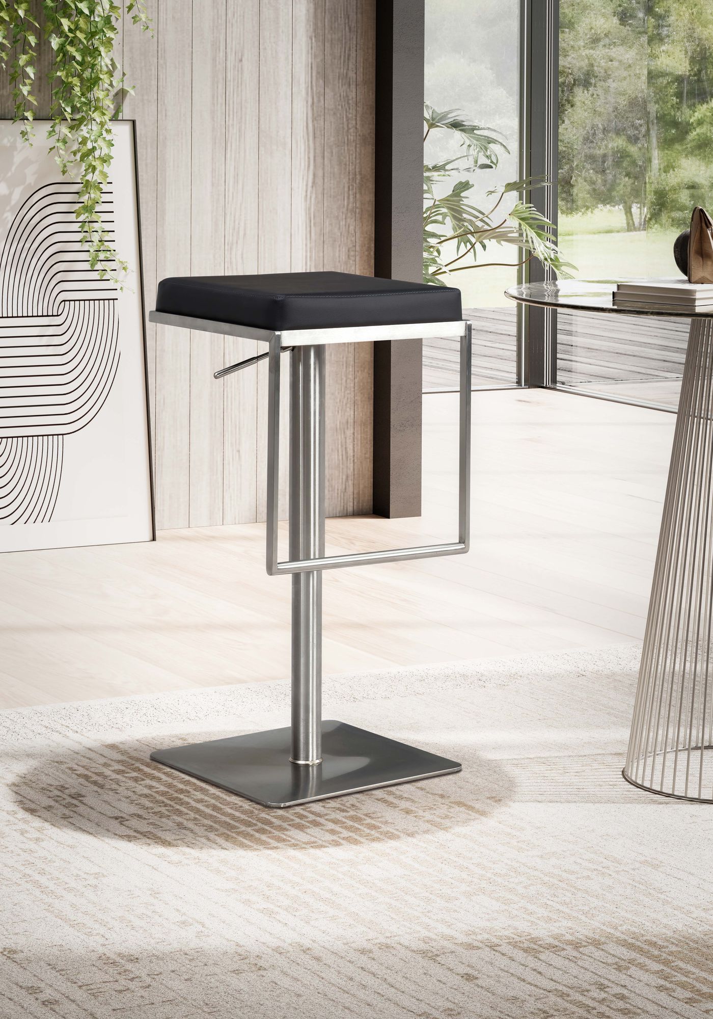 Barhocker FineBuy Barstuhl Schwarz Kunstleder Edelstahl Tresenhocker Modern
