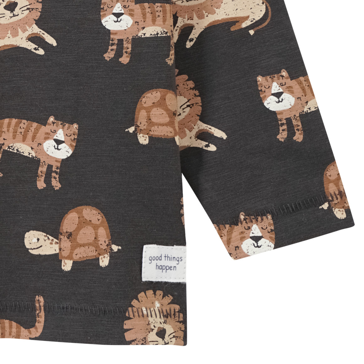 Topomini Baby Langarmshirt mit Tier-Motiven dunkelgrau / hellbraun