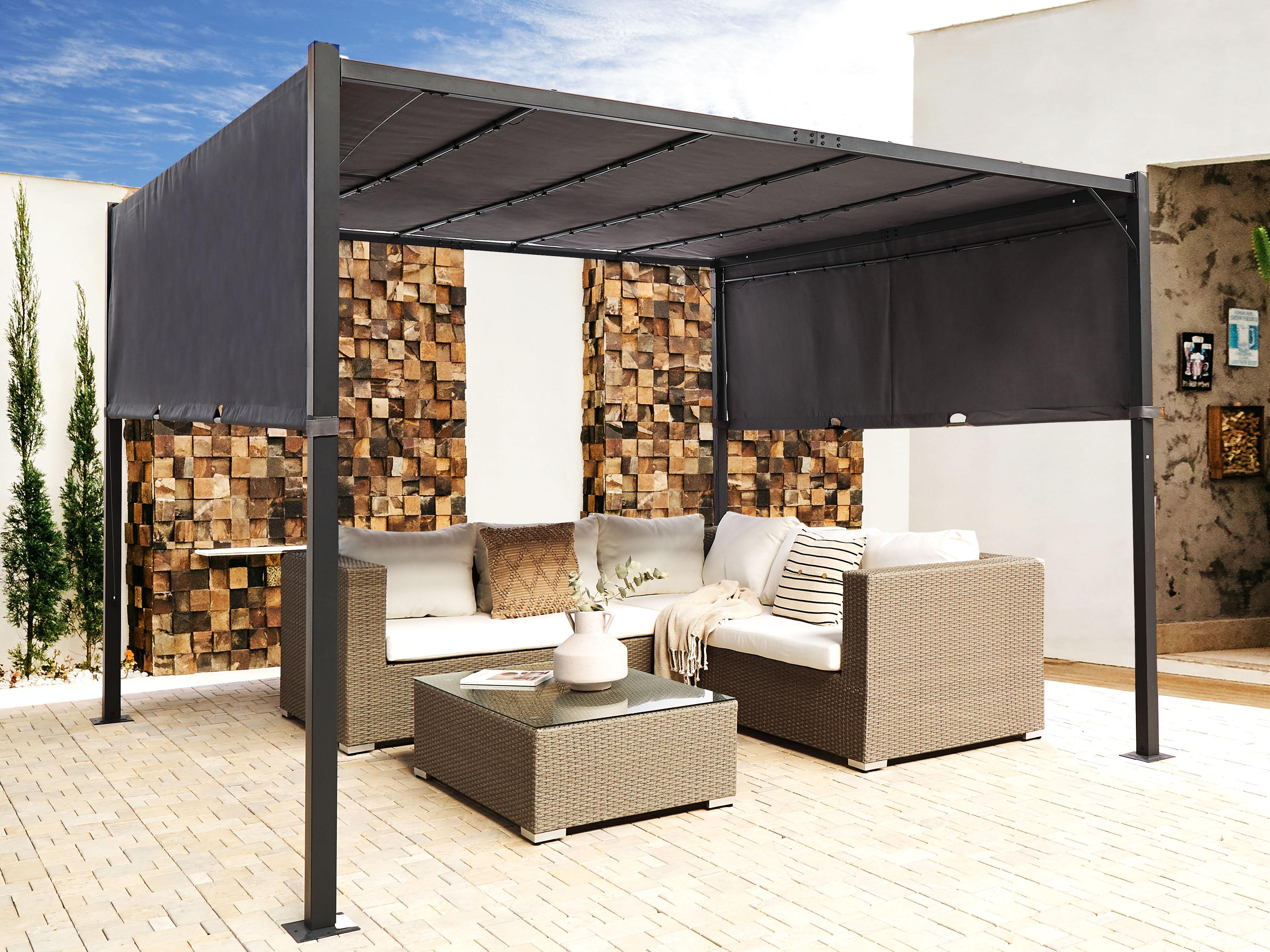 Paviljoen LED PARGA Metaal 310 cm 310 cm Donkergrijs
