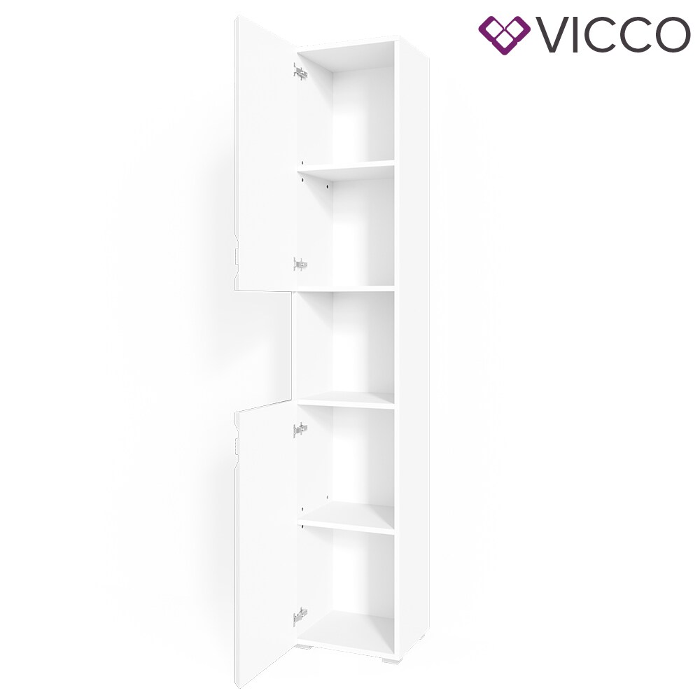 VICCO Badschrank FREDDY Weiß Hochglanz Badezimmerschrank Hochschrank Bad