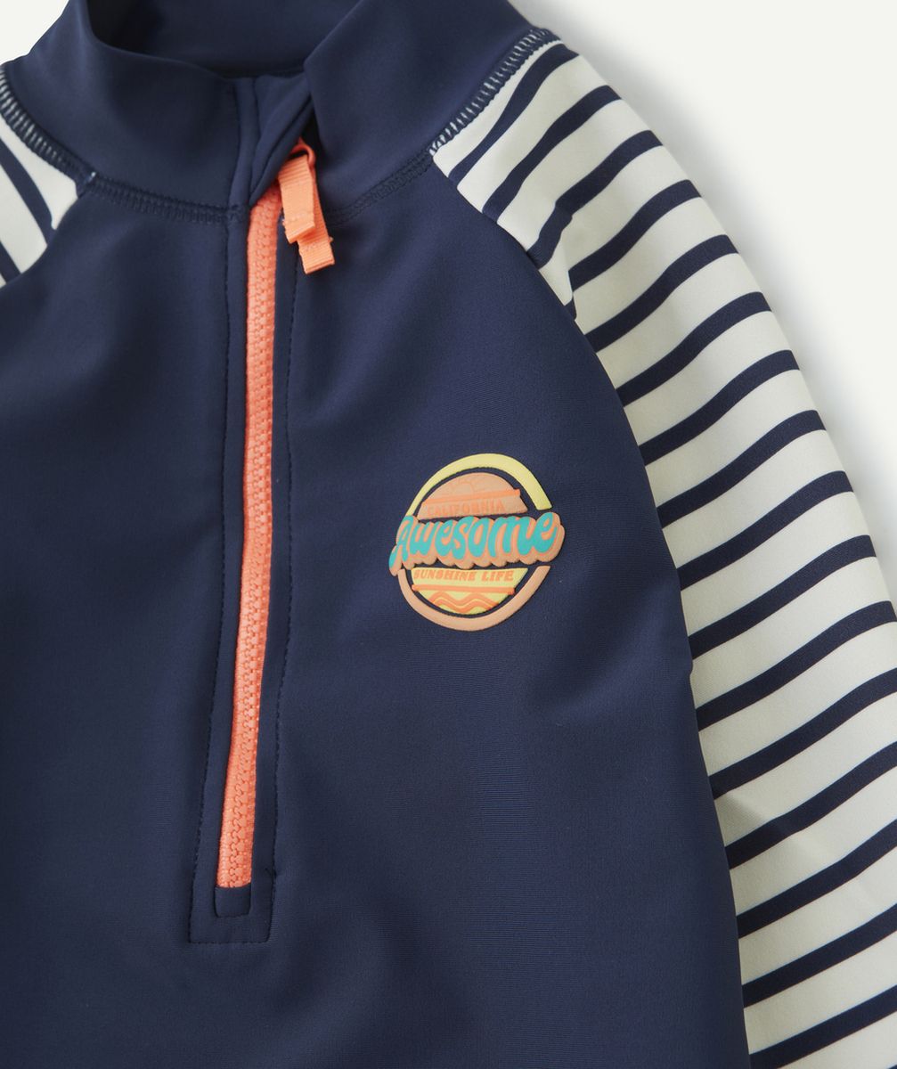 T-SHIRT DE BAIN GARÇON ANTI-UV EN FIBRES RECYCLÉES DEMI-ZIPPÉ