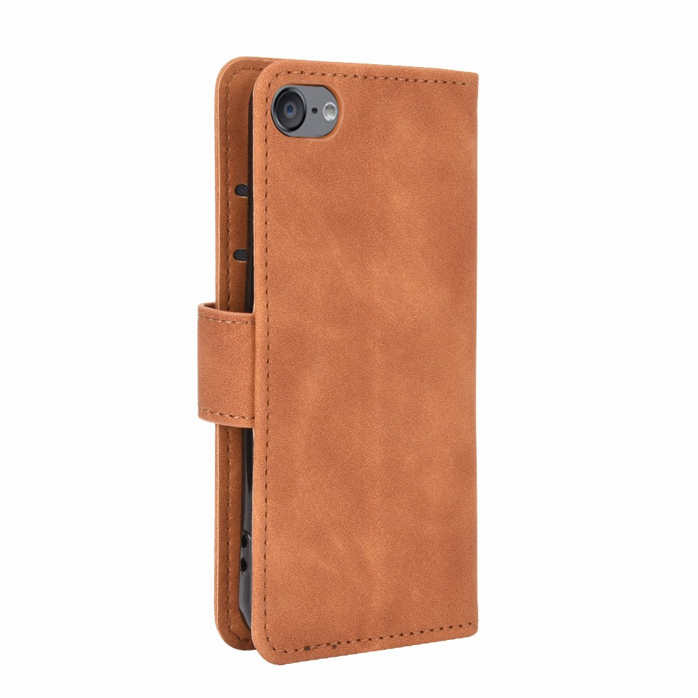 iPod Touch 7 / 6 / 5 Vintage Leder Tasche Flip Cover mit Kartenfächer - Hellbraun