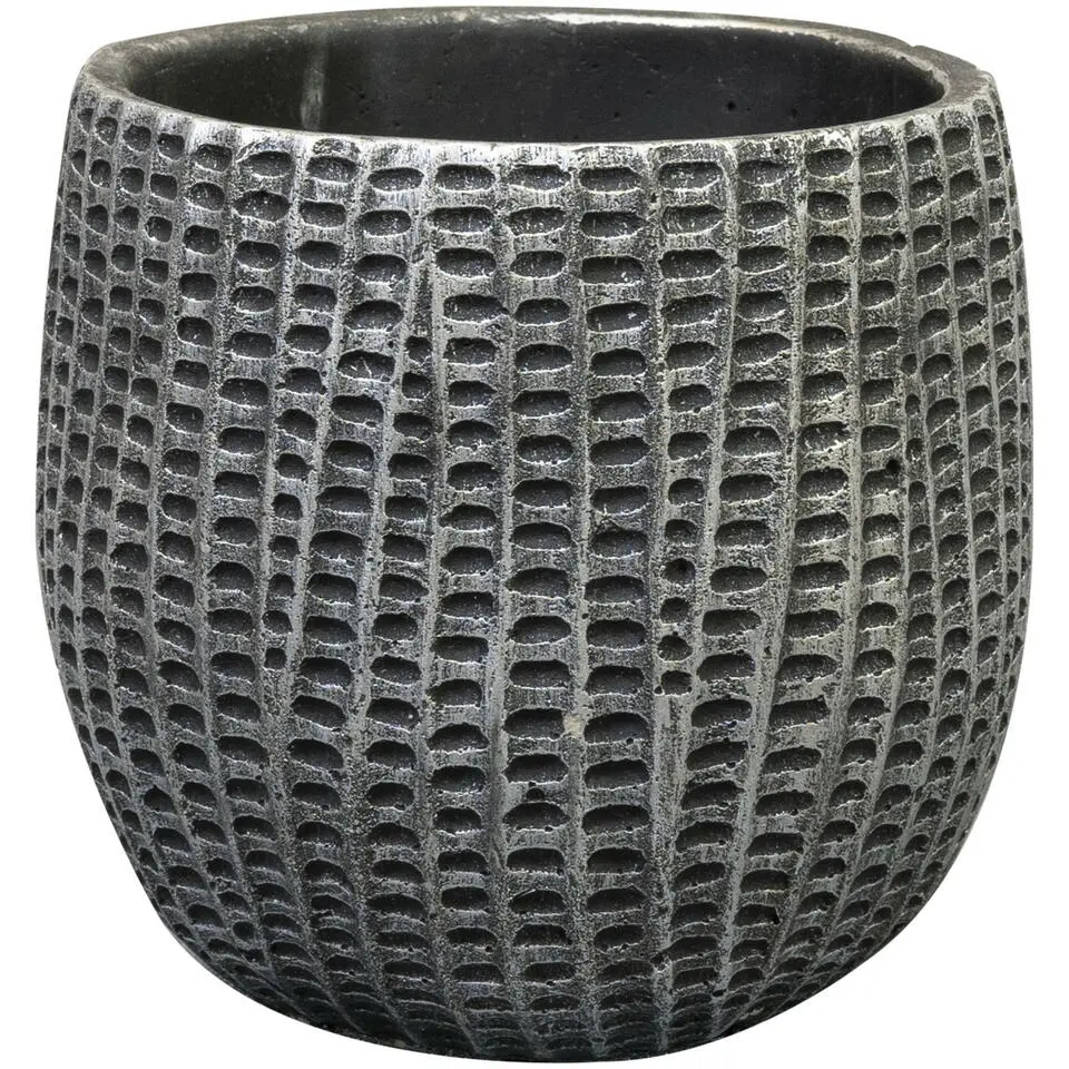 Ter Steege Bloempot/plantenpot - binnen - zwart/metaal - D15/H13 cm