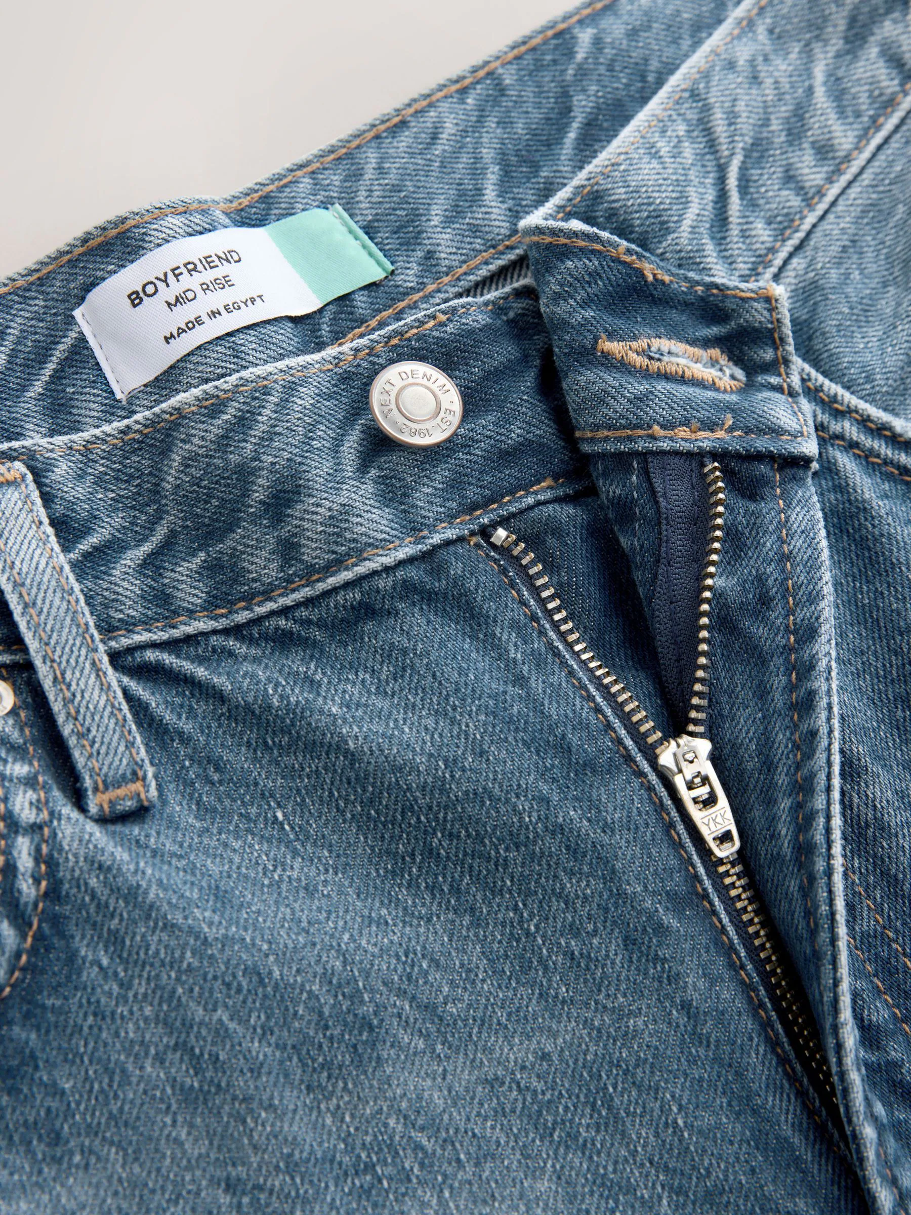 Normaal blauw - Boyfriend-jeans met omslag