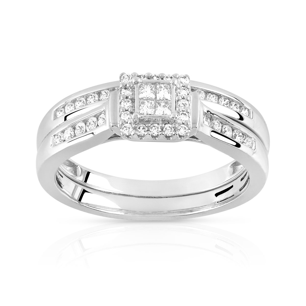 Bague et alliance 1/2 tours 2 ors 750 diamant