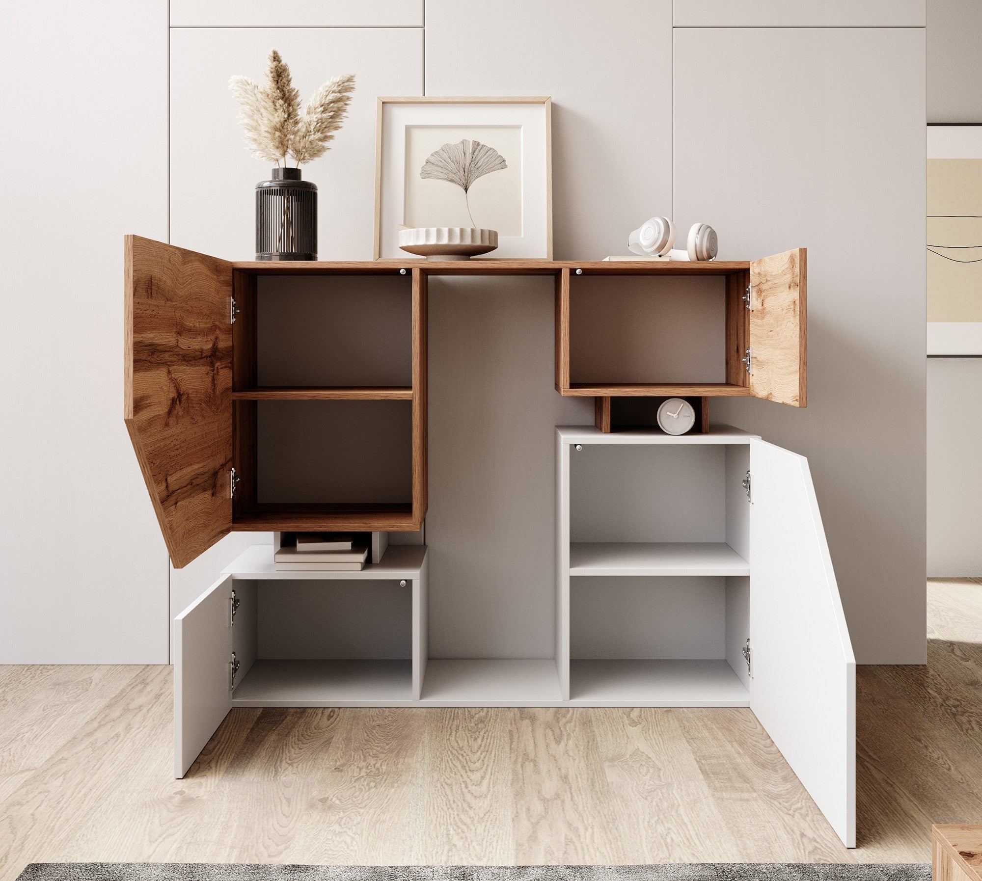 Meubella - Dressoir Canberra - Eiken - Wit - 120 cm