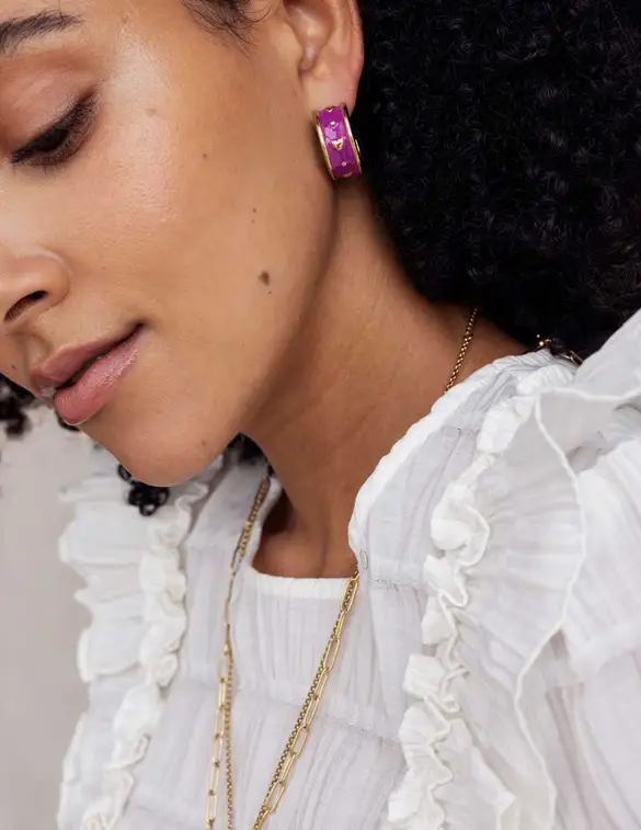 My Jewellery Sunrocks oorringen met hartjes paars MJ10254