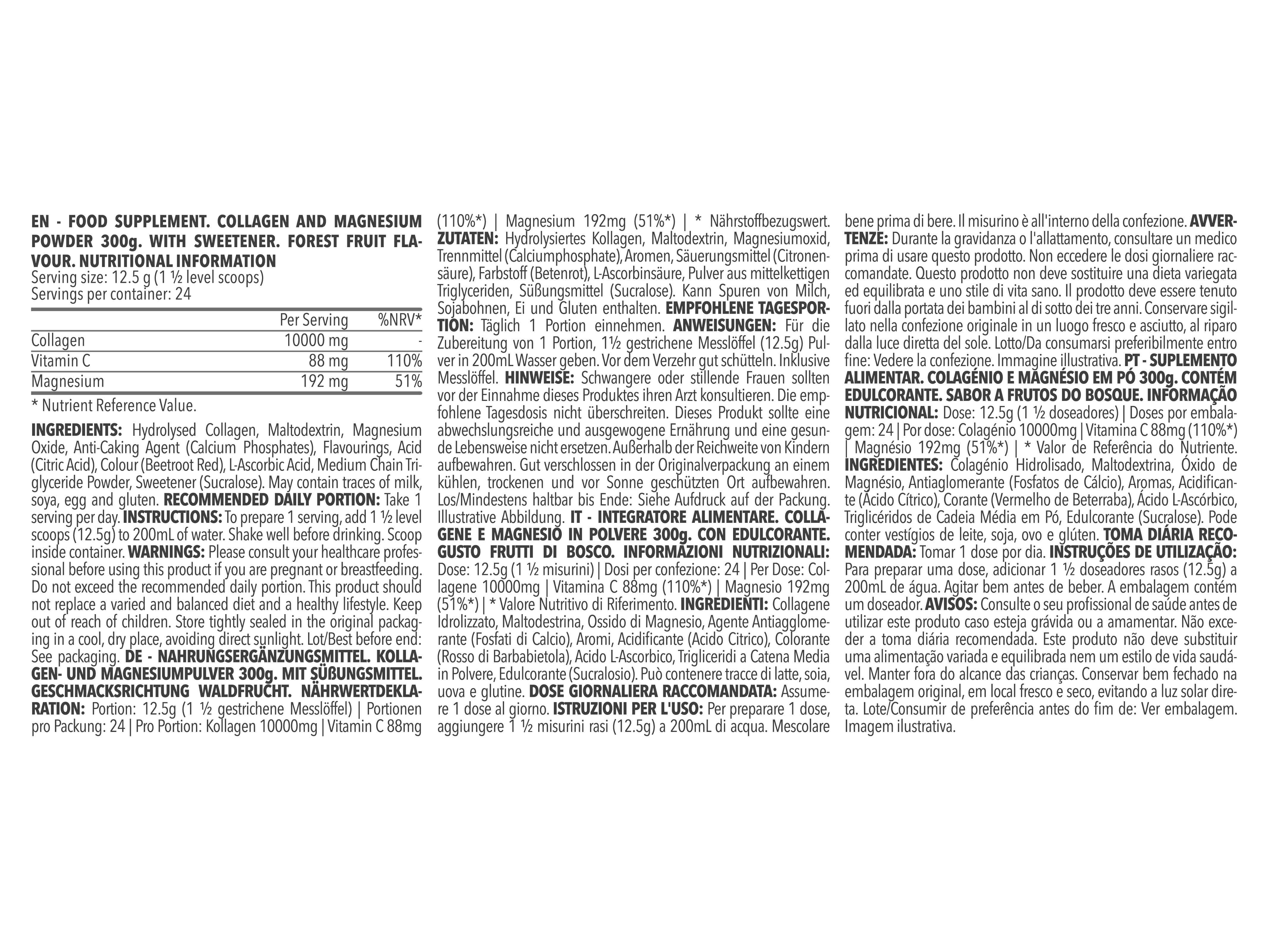 SUPLEMENTO PROZIS COLAGÉNIO MAGNÉSIO FRUTOS SILVESTRES 300G