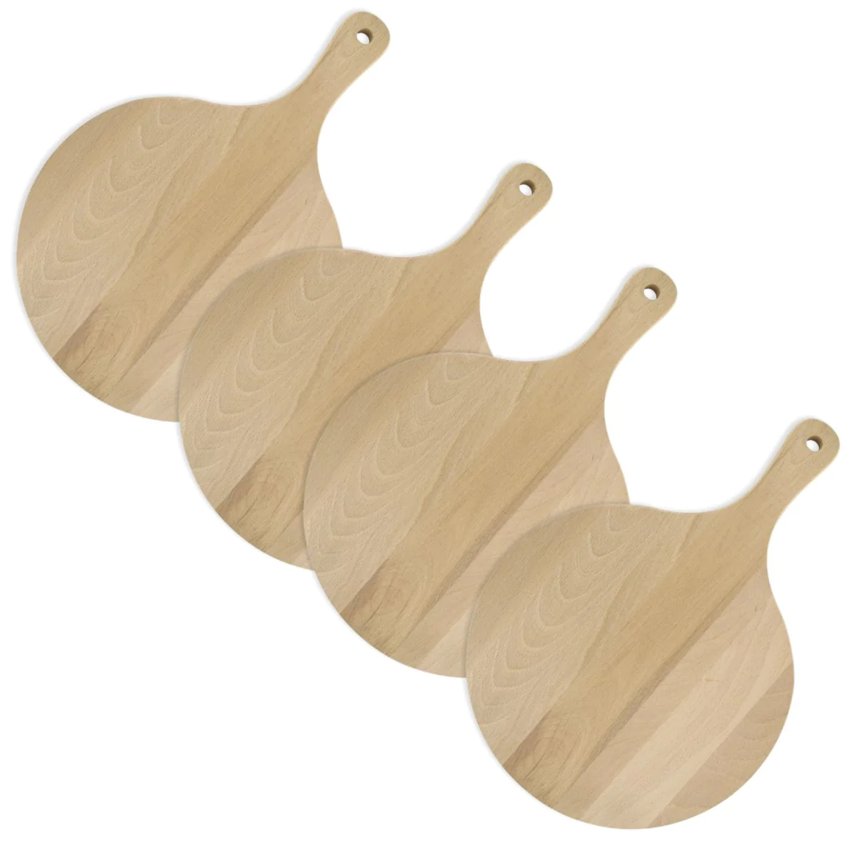 Lot de 4 planches à pizza et tarte flambée en bois Fackelmann Pizzas L