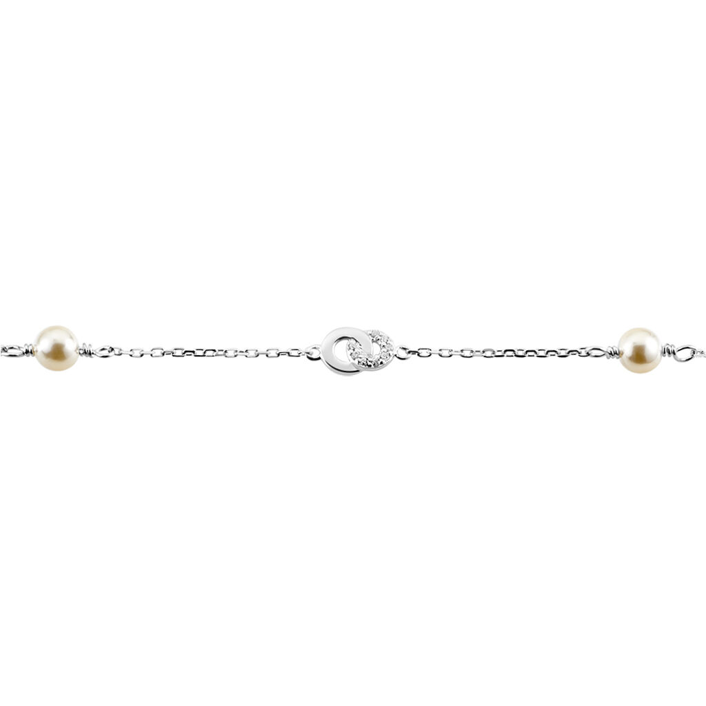 Bracelet Anilie Argent Blanc Perle De Culture Et Oxyde De Zirconium