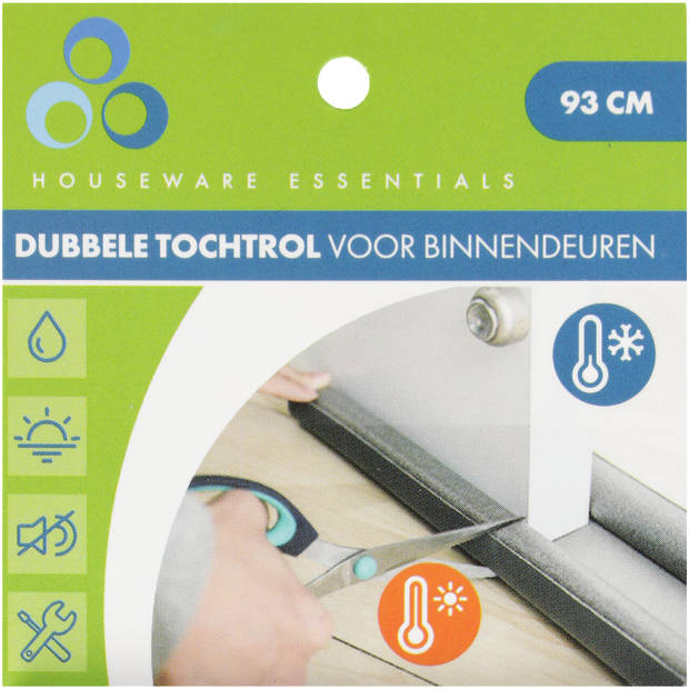 Dubbele deur tochtstopper grijs