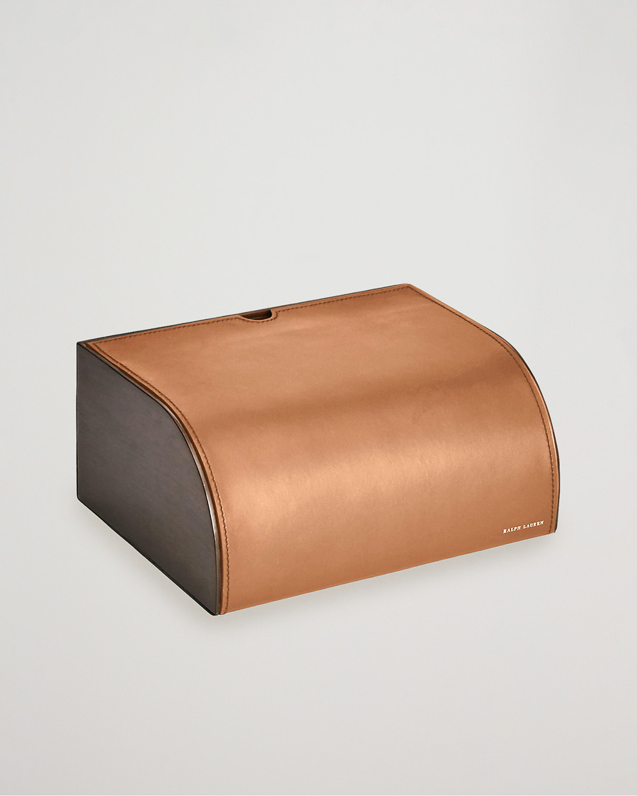 Ralph Lauren Home Brennan Leather Writers Box Saddle Brown