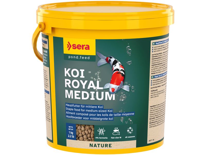 sera Koifutter Koi Royal Nature Medium, 3800 ml, 1000g Natürliches Futter für mittlere Teichfische