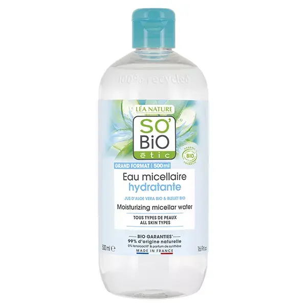 So'Bio Étic Hydra Aloe Vera Eau Micellaire Hydratante Jus d'Aloe Vera Bio 500ml
