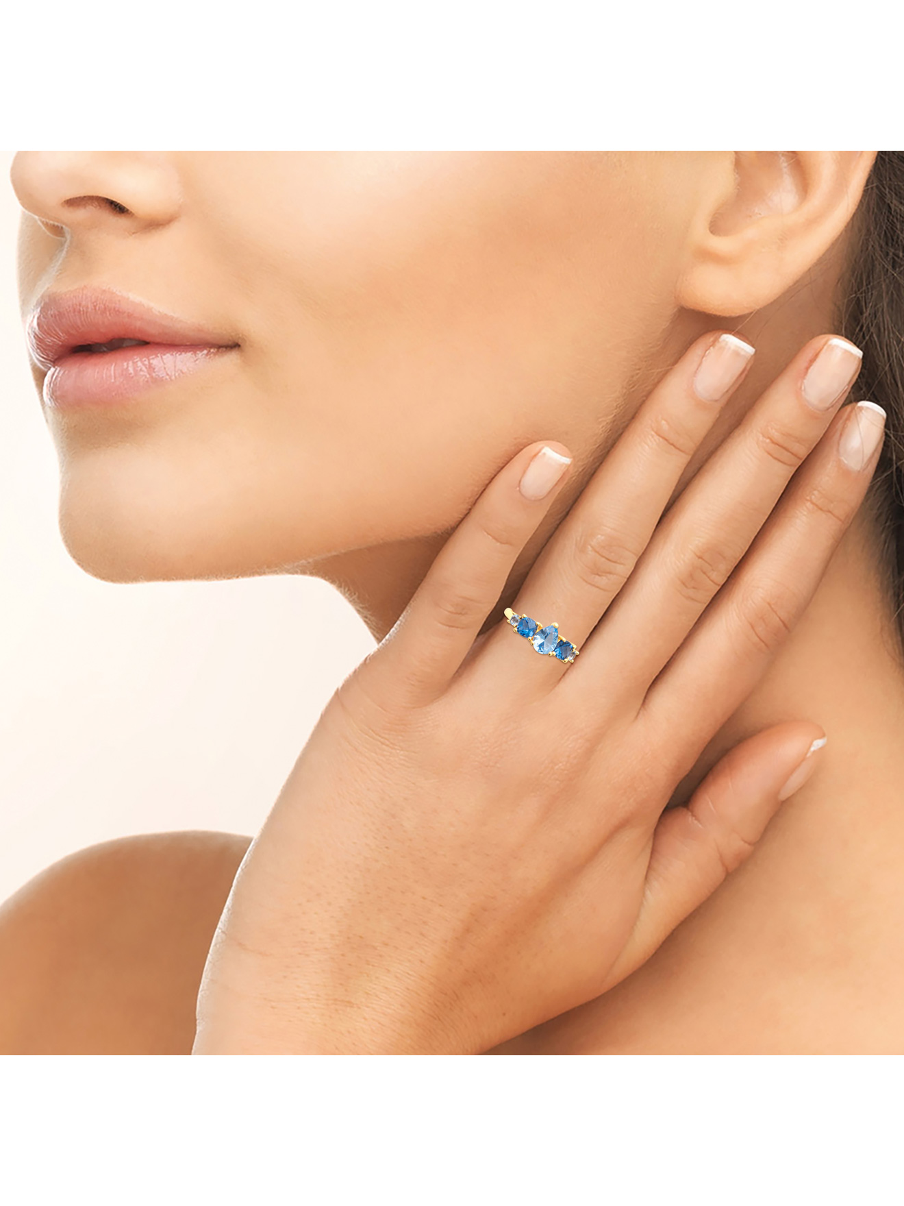 Bague pierres bleu plaqué or