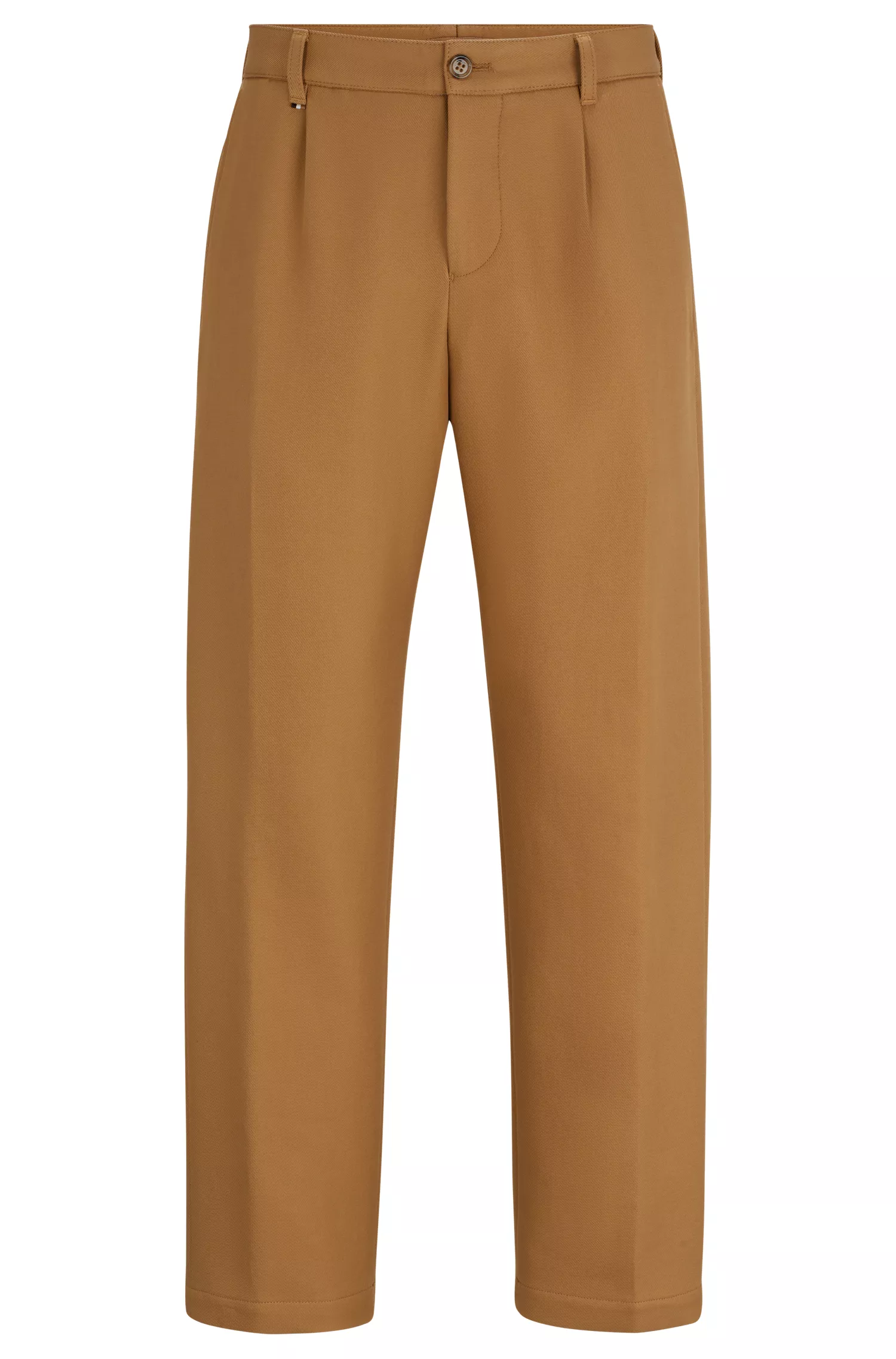 Calça BOSS preta de corte reto em algodão.