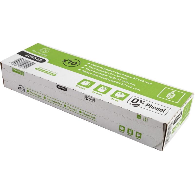 Bobines Terminaux bancaires Exacompta 40754E - l 57 mm x L 24 m, Ø 12 mm - 1 pli(s) - paquet de 30