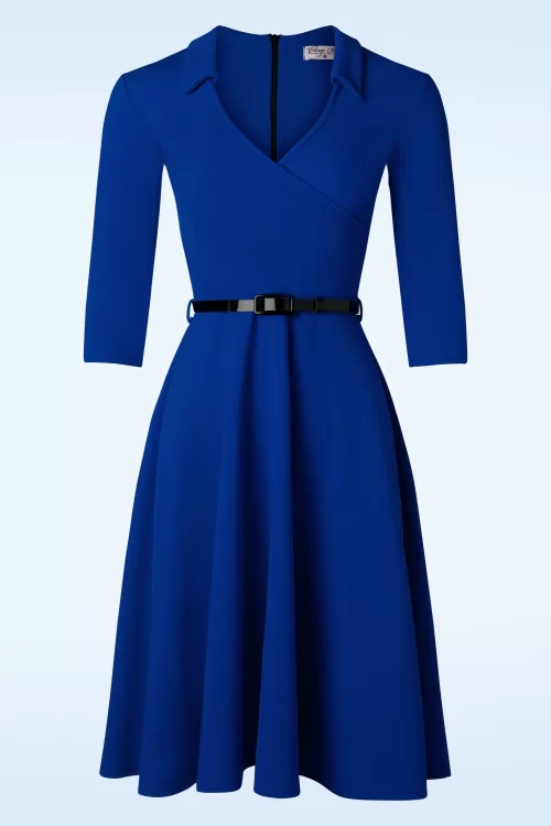 Vintage Chic for Topvintage Elena swing jurk in koningsblauw