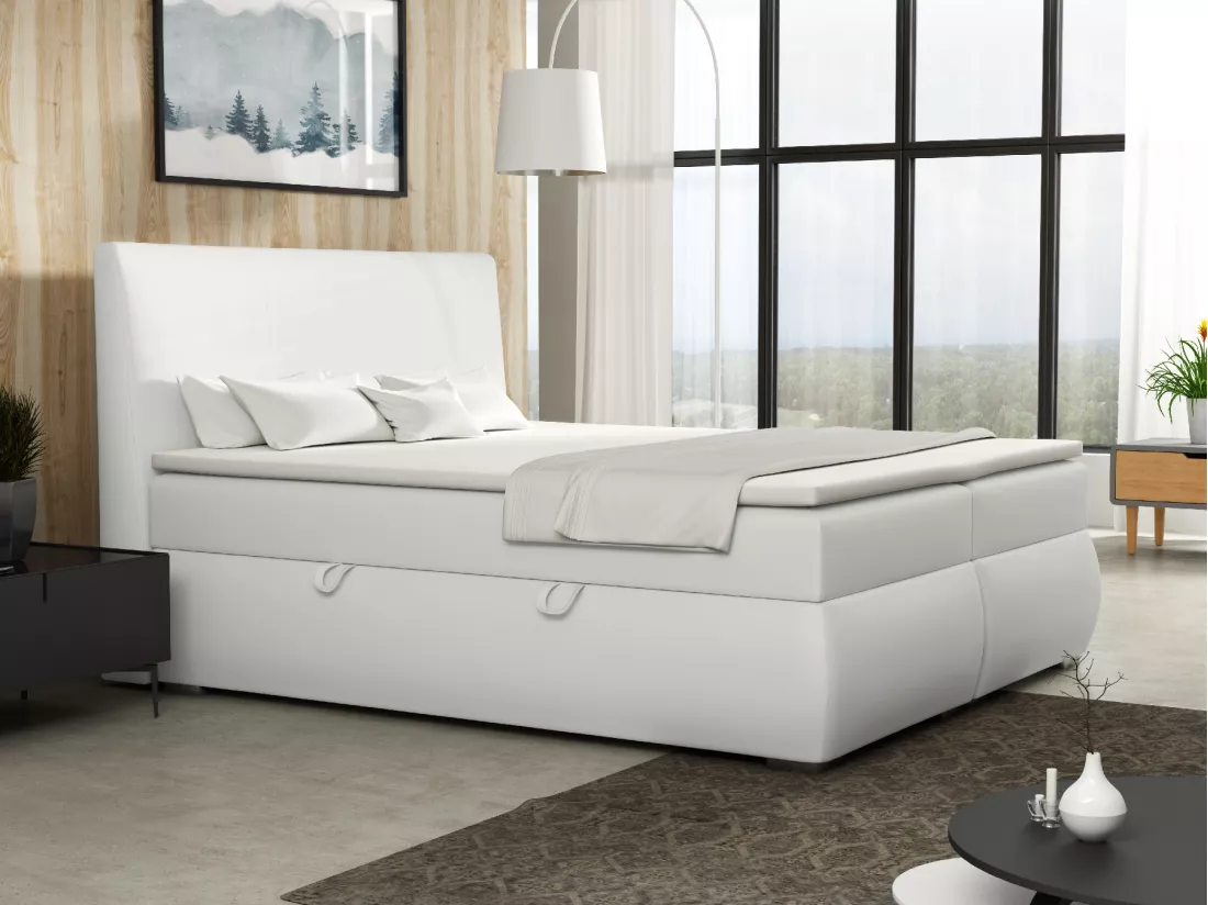 LIT BOXSPRING avec tiroirs de rangement Buffalo 140x200 cm, Soft 17 (Blanc)