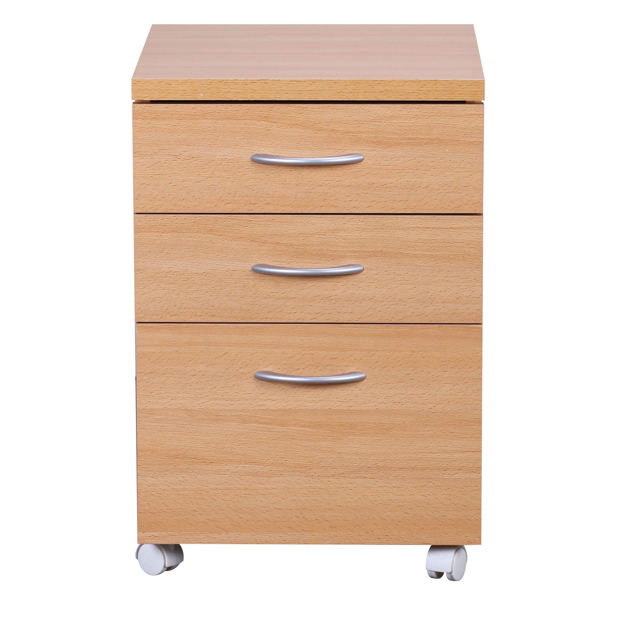 Rollcontainer Rollwagen Rollschrank Büro Container Schubladen Schrank Buche