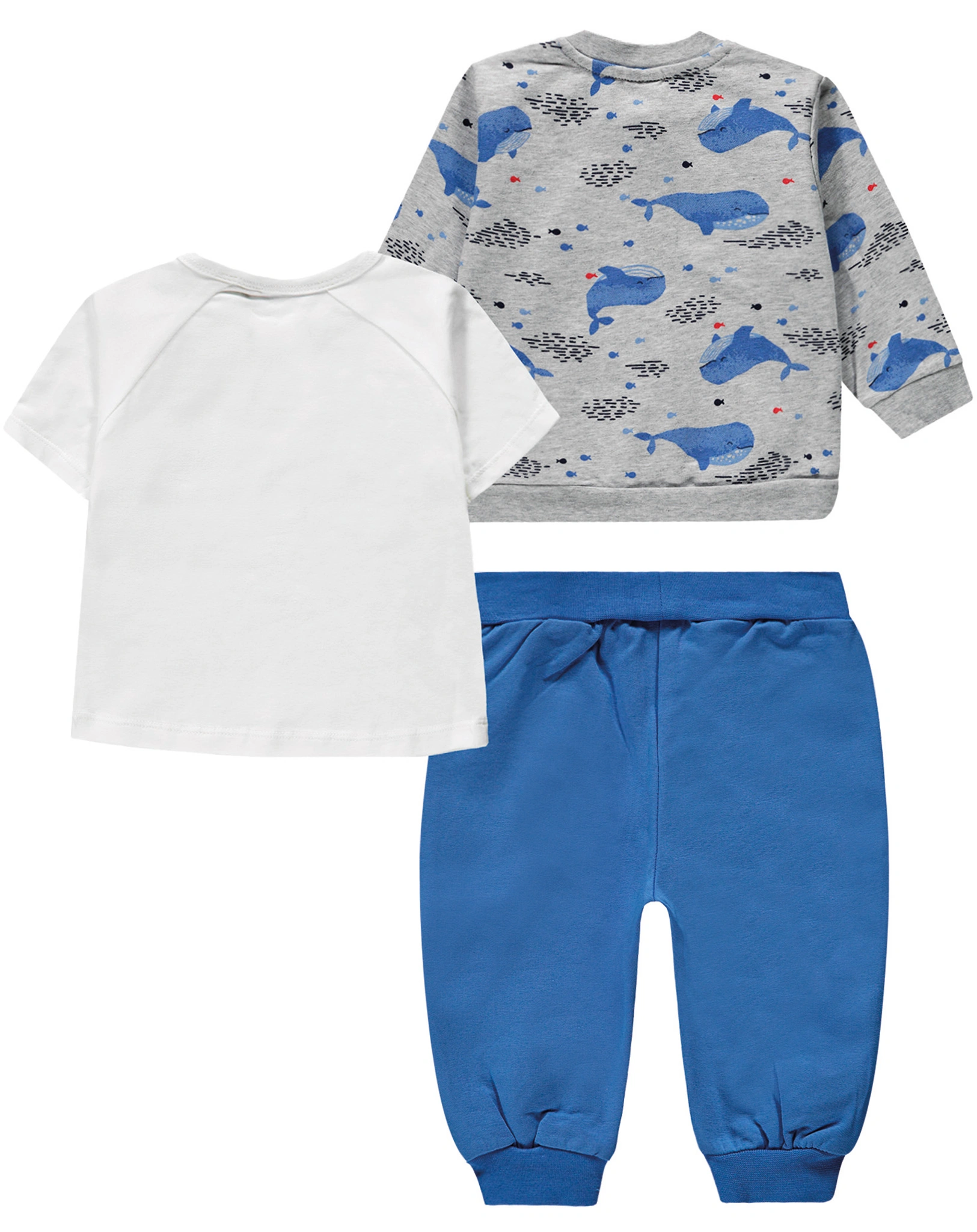 Sweatjacke WHALE mit Shirt und Hose in blau/grau