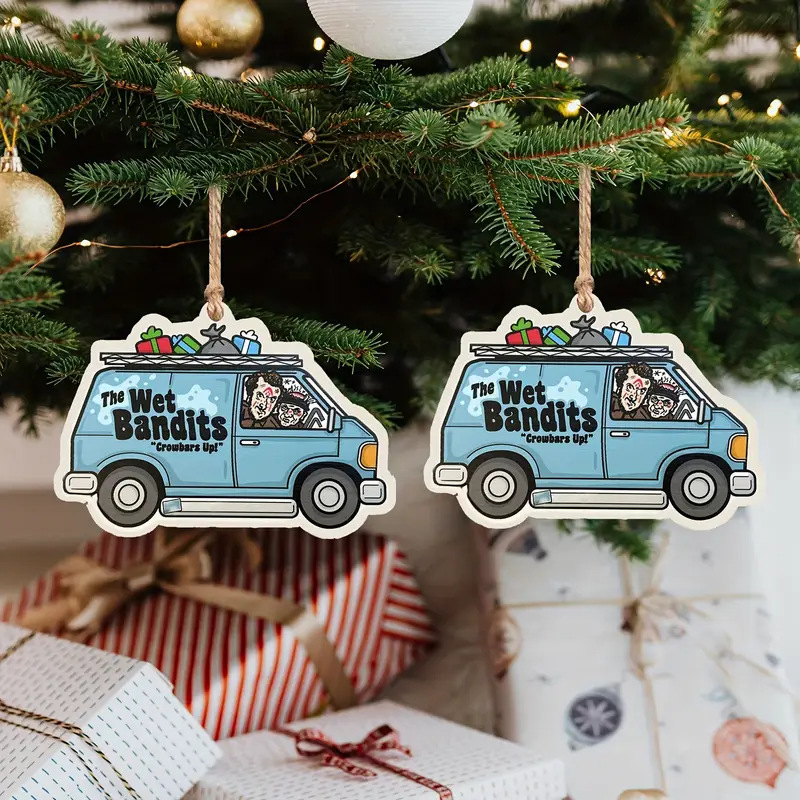 (8cm) Holz Christbaum Schmuck Weihnachts Deko Tannenbaum Van Anhänger - Wet Bandits