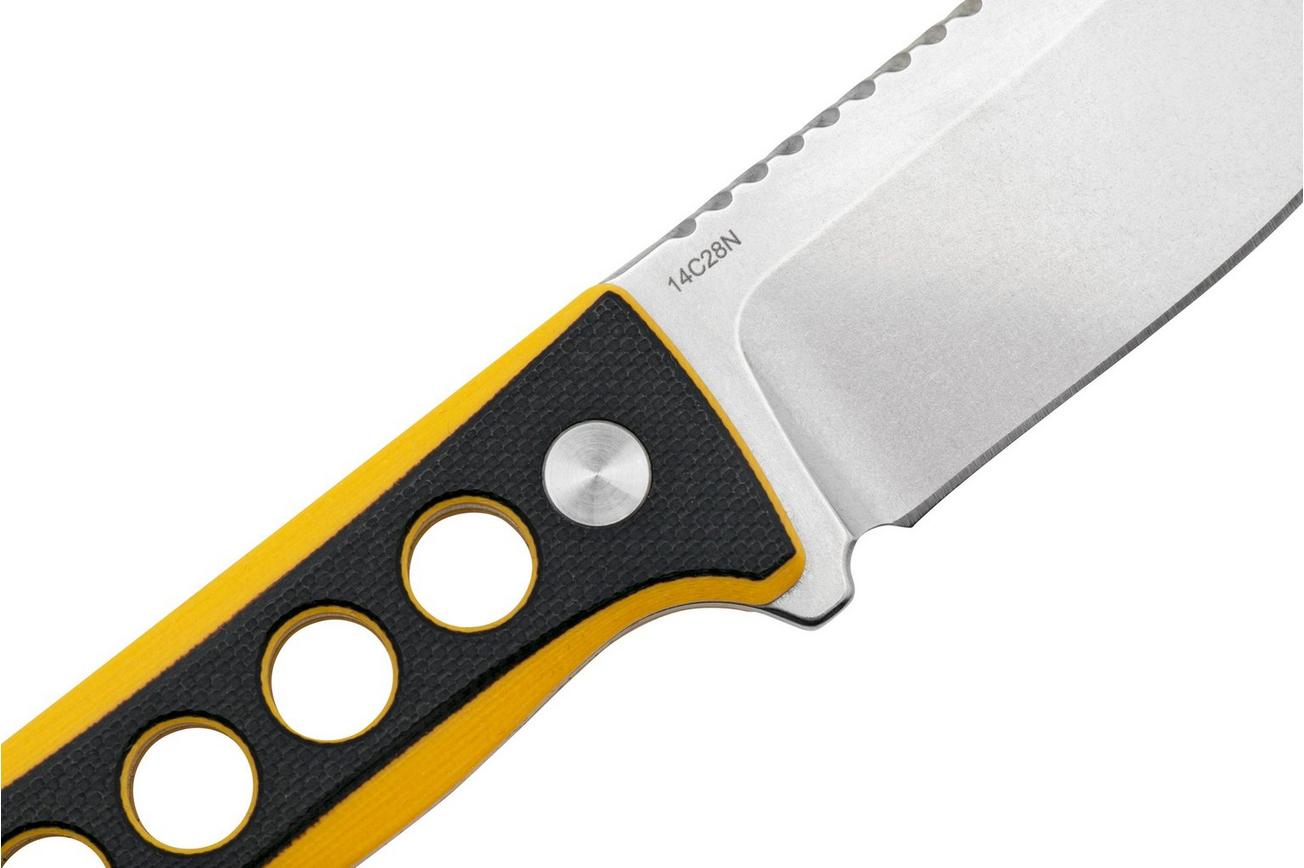 QSP Knife Canary QS141-A1 Stonewashed, Black Yellow G10, nekmes