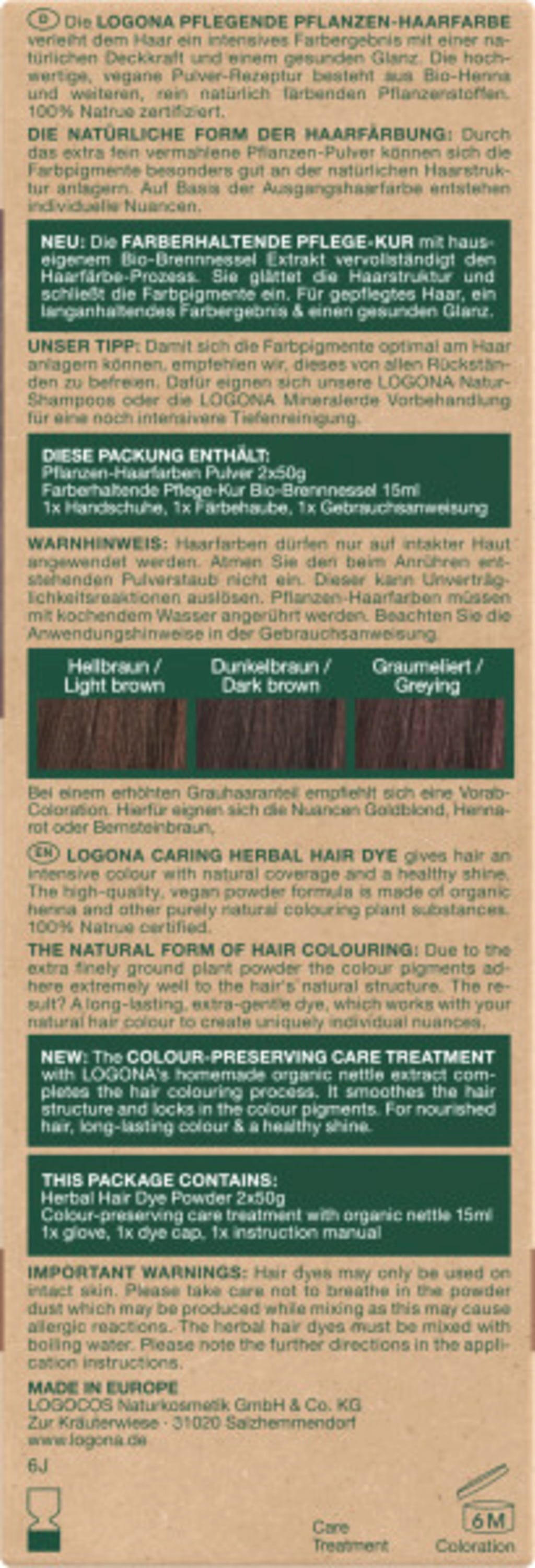 LOGONA  Pflanzen-Haarfarbe Pulver Kaffeebraun, 100 g