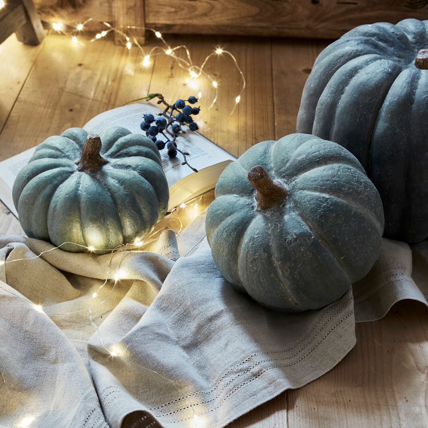 Kürbis 3er Set Pumpkin blau