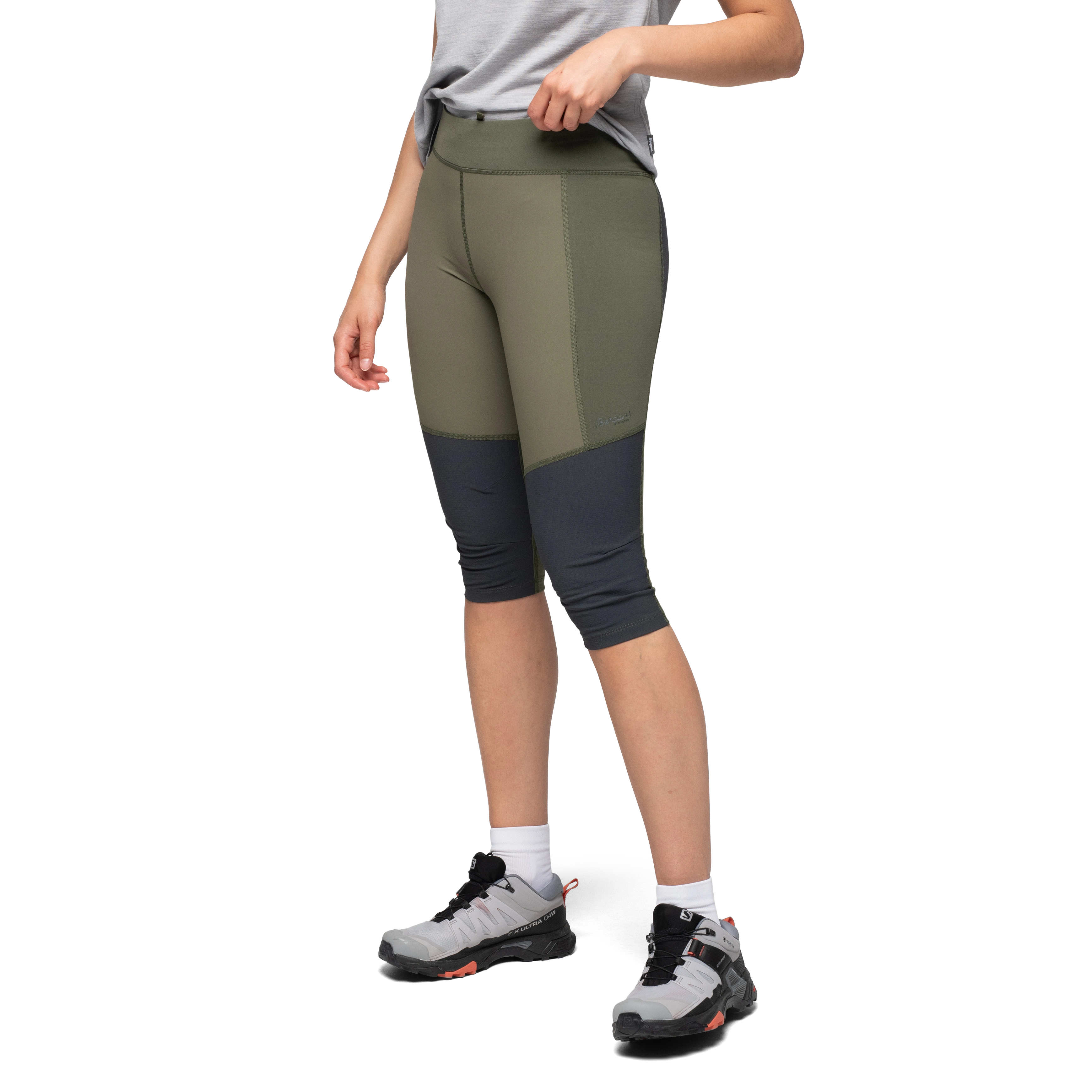 Fløyen ¾ Outdoor Tights Women Dark Green Mud / Dark Shadow Grey