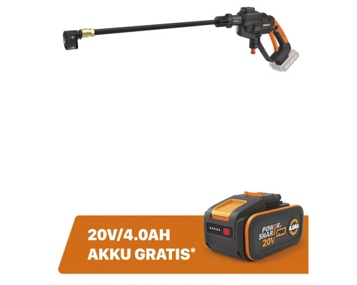 WORX 20V 24bar WG620E.9 snoerloze hogedrukreiniger + GRATIS bonusartikel: 20V accu WA3644 (4,0Ah)