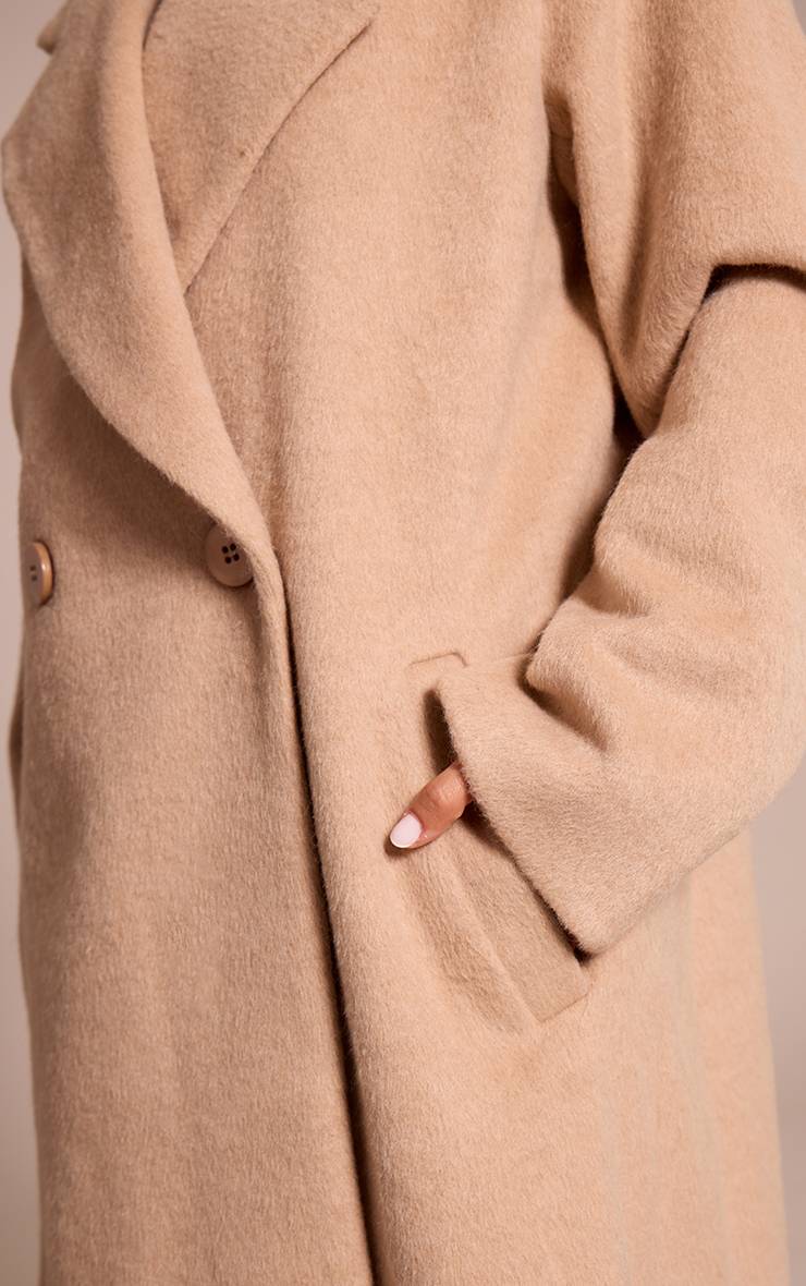 Gris Pierre Manteau Long En Laine Brossée Petite