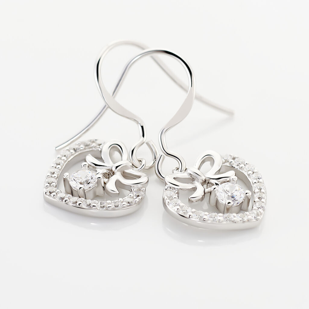 Boucles D'oreilles Pendantes Meliha Argent Blanc Oxyde De Zirconium