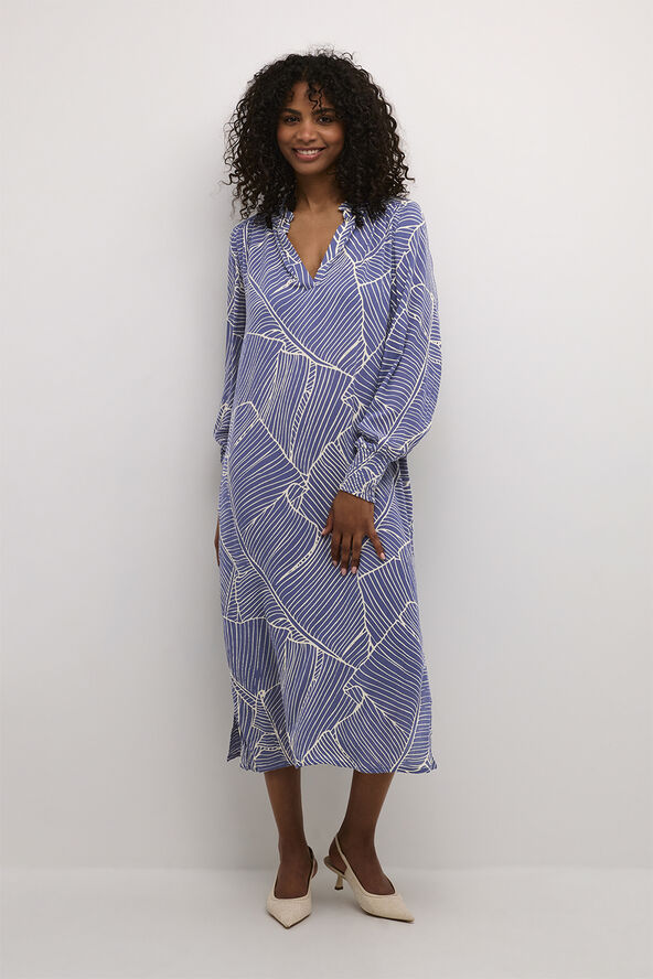 Kaffe KAgenette Amber Dress Indigo blue/turtledove leaf