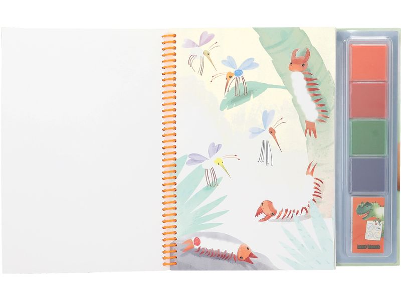 Depesche Malset Dino World 25 Seiten, 4 Stempelfarben Fingerfarbe