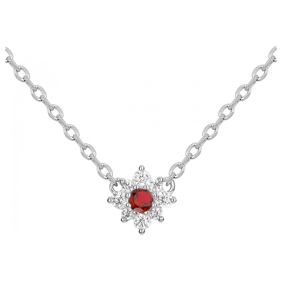 Collier en Argent avec spinelle rouge rubis