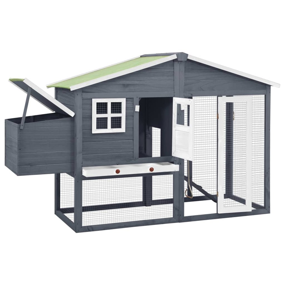 Poulailler avec nichoir 191 x 67 x 117 cm bois de sapin massif gris et blanc