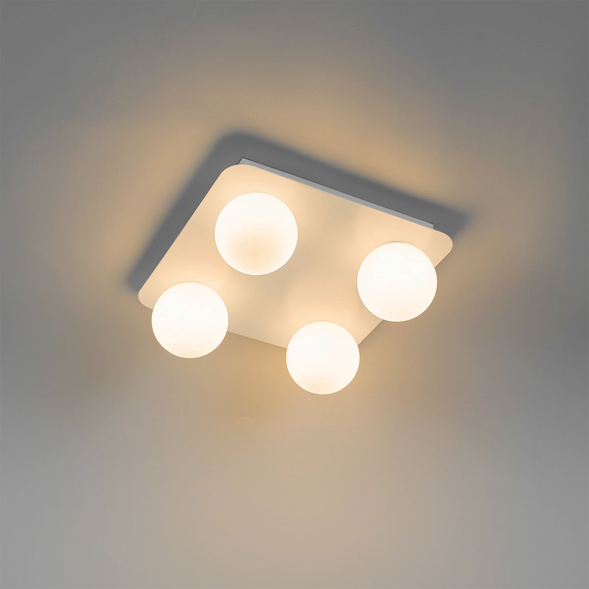 Moderne badkamer plafondlamp wit vierkant 4-lichts - Cederic