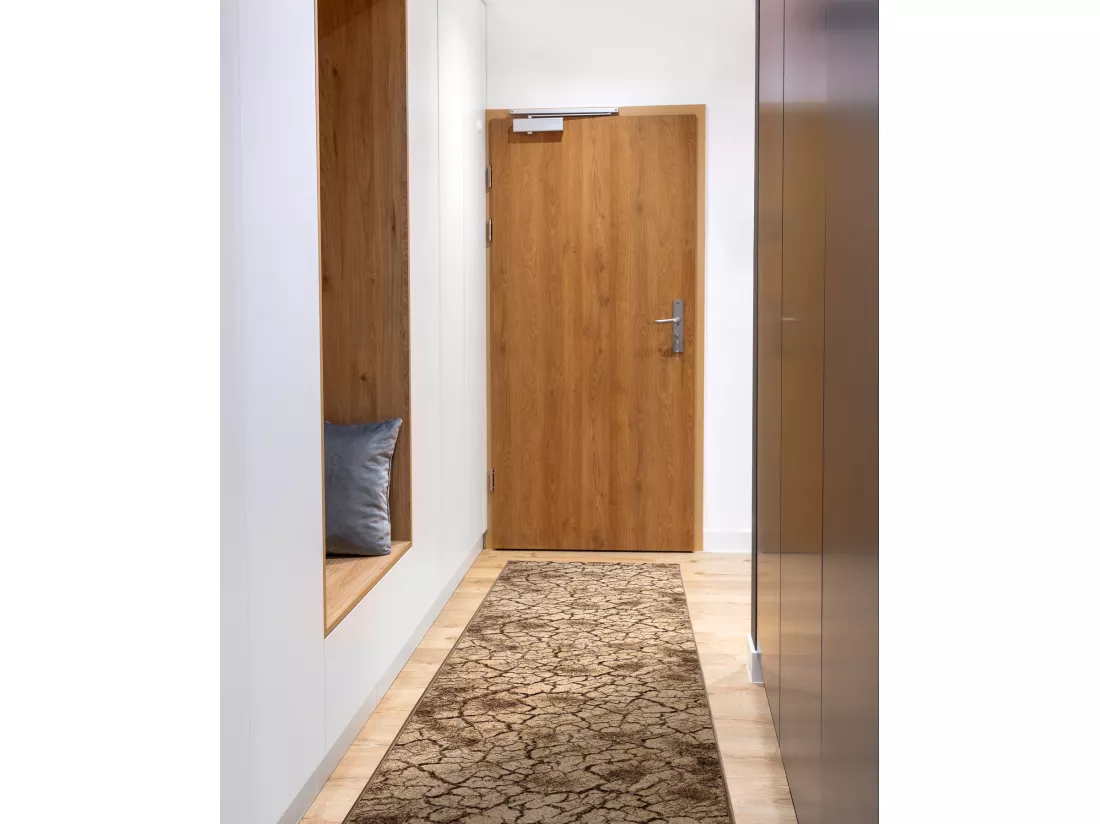 Tapis de couloir KARMEL Terra sol fissuré noix 100x350 cm