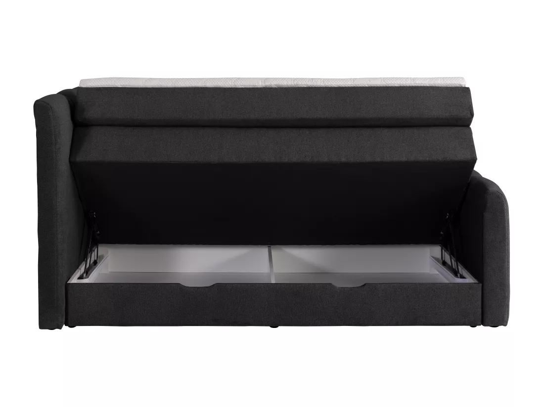 Ensemble complet boxspring tête de lit capitonnée + sommiers coffre + matelas + surmatelas - 160 x 200 cm - Tissu - Anthracite - VERONE II de PALACIO