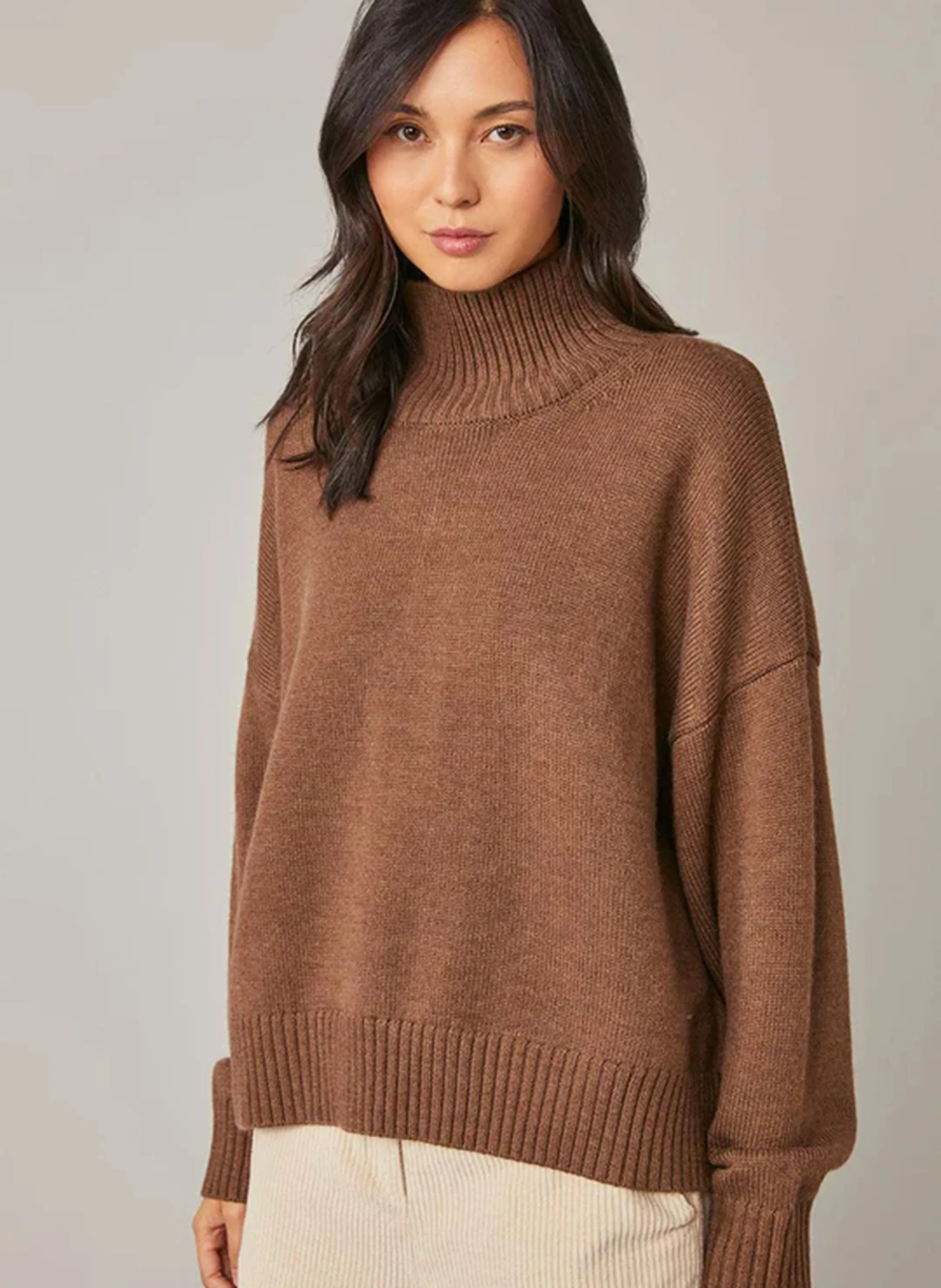 ENOCE - Pull oversize à col montant | Beige