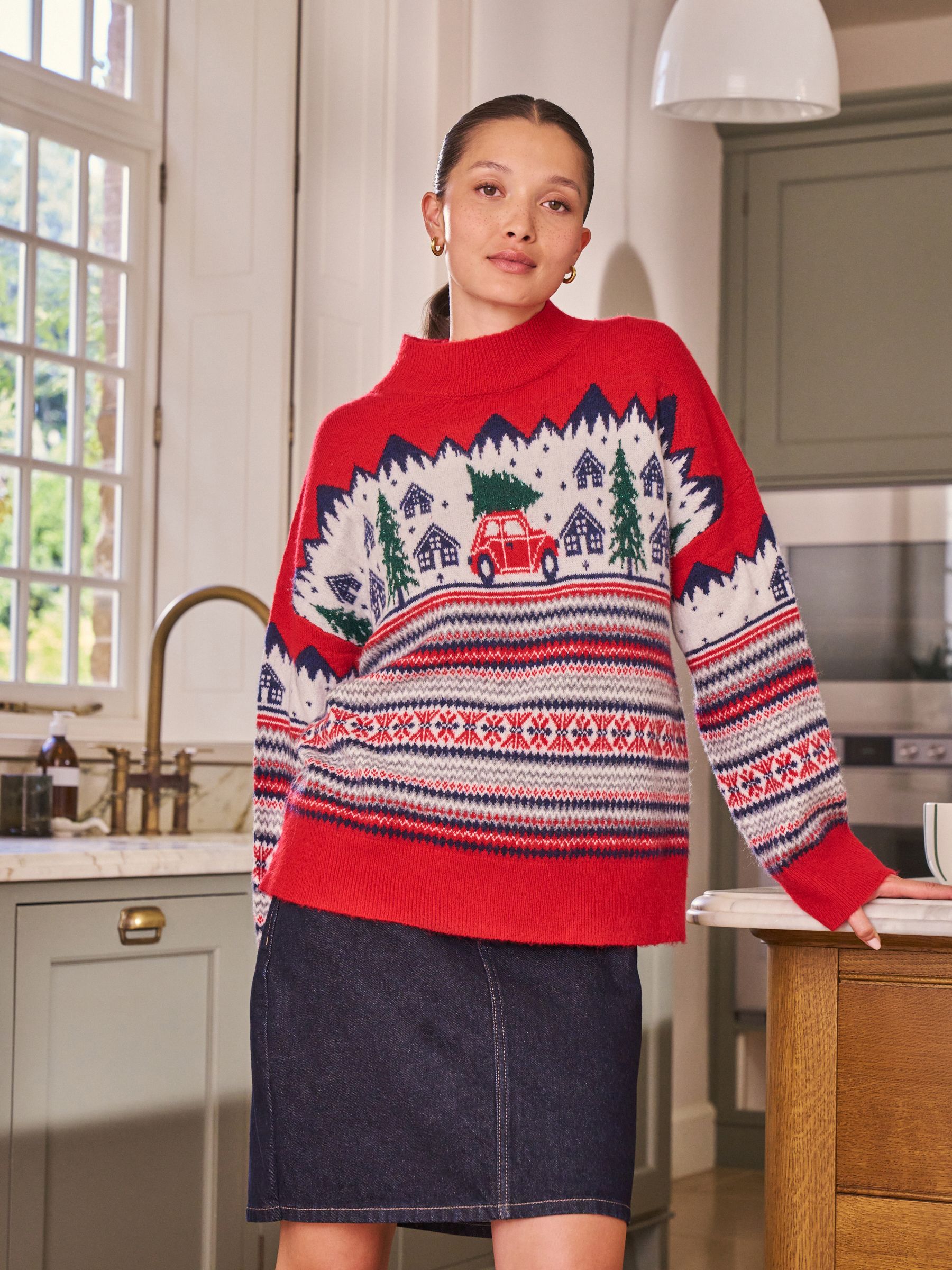 Rood met fairislemotief - Matching Family kersttrui