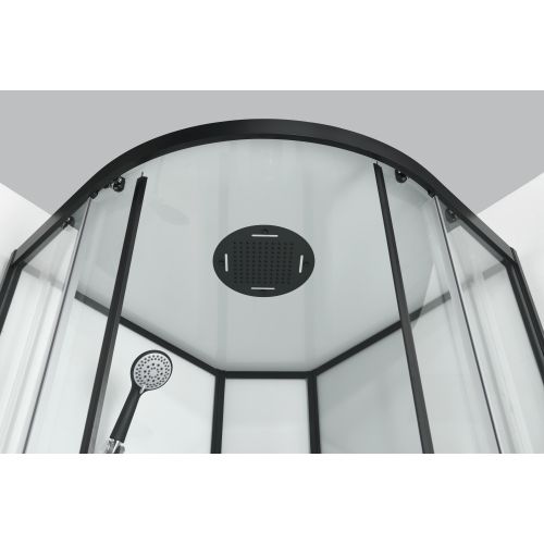 Saniclear Elite complete douchecabine kwartrond 90x90cm mat zwarte profielen