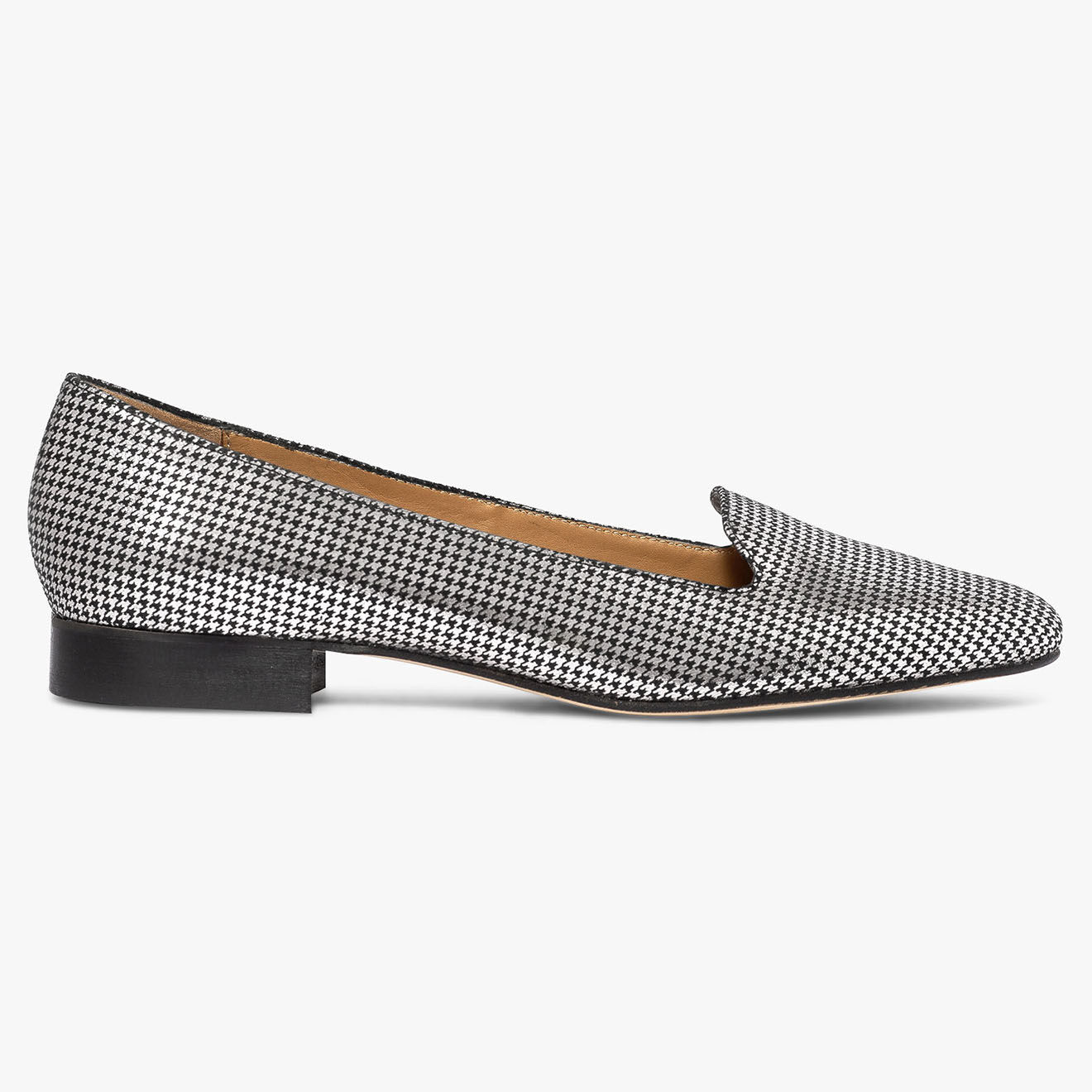 Bocage Slippers en Cuir Belgique pied-de-poule noir irisé