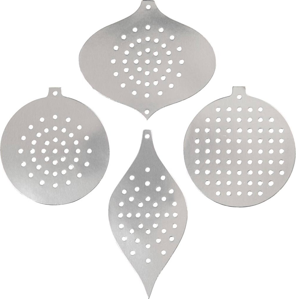 Sykarton - Juleornamenter - H 8,5-12 CM - Metallic Sølv - 8 Stk