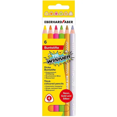Eberhard Faber Buntstifte Dreikantfarbstifte Tri Winner mit Grip 6 teilig neon + metallic