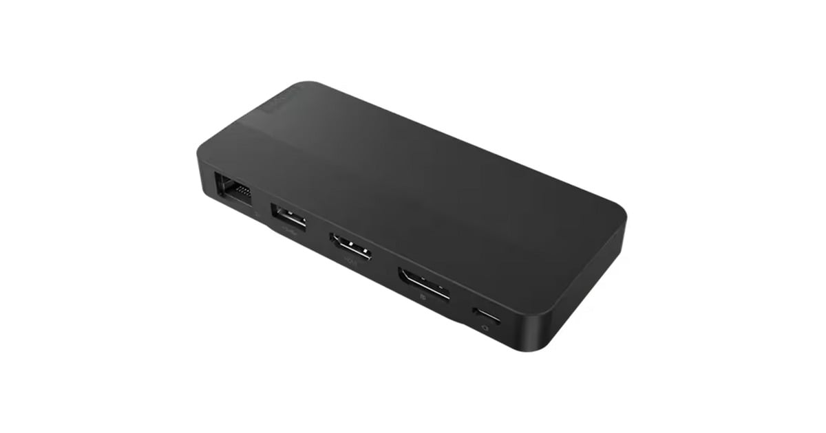LenovoUSB-C-Travel Dock voor 2 schermen (met adapter) dockingstation  (Zwart)