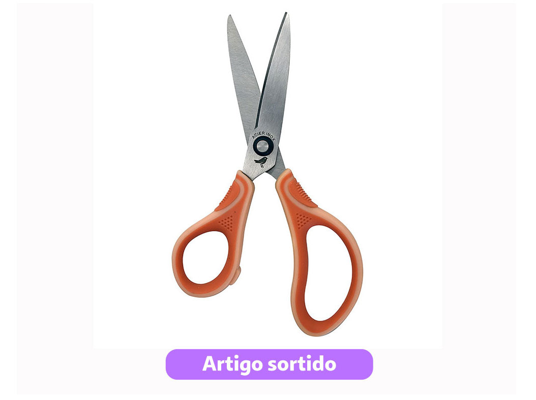 TESOURA PARA ESQUERDINOS AUCHAN 17CM BI-MATERIAL CORES SORTIDAS