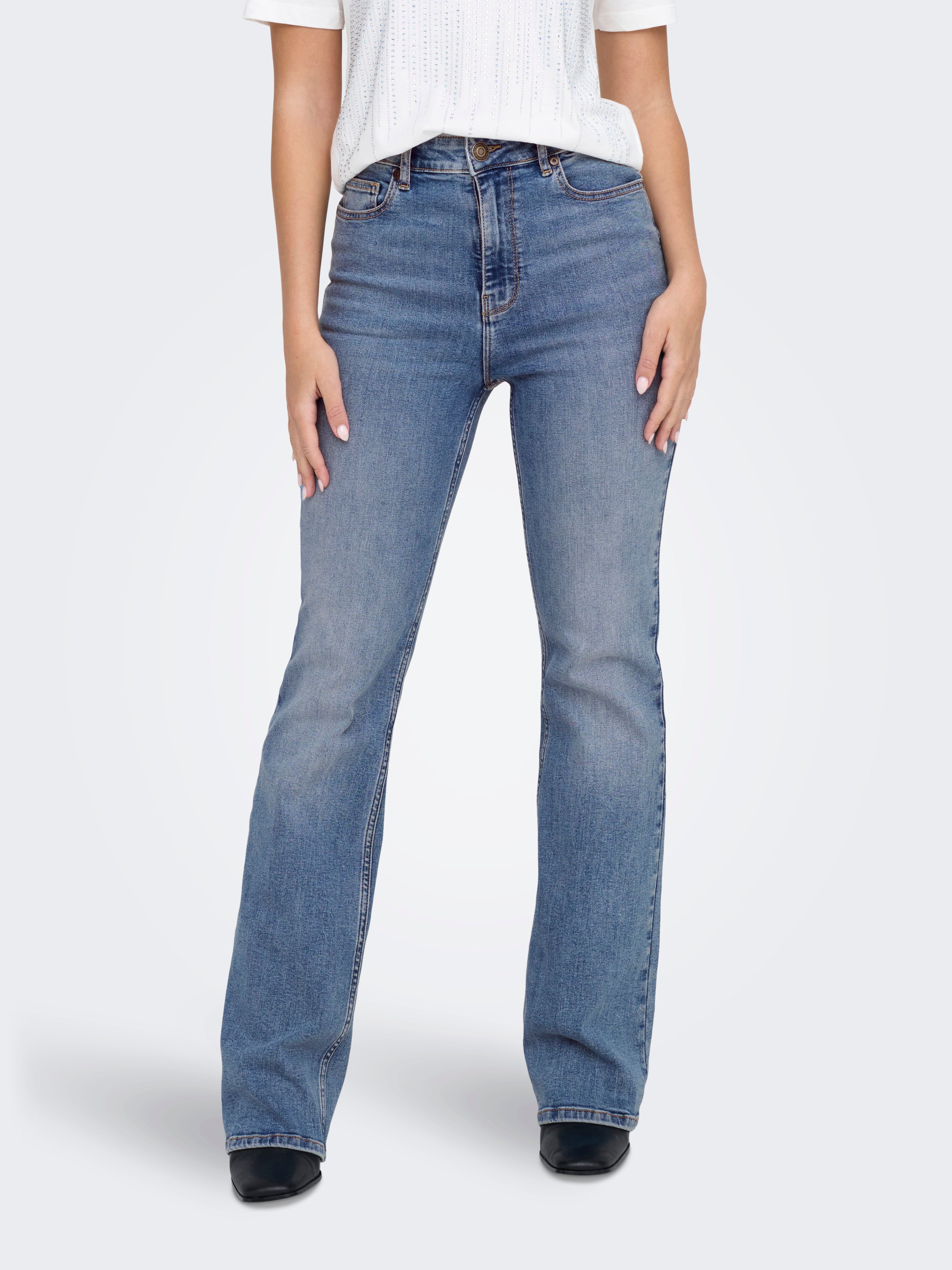 ONLLUNA Hohe Taille Ausgestellt Jeans Medium Blue Denim
