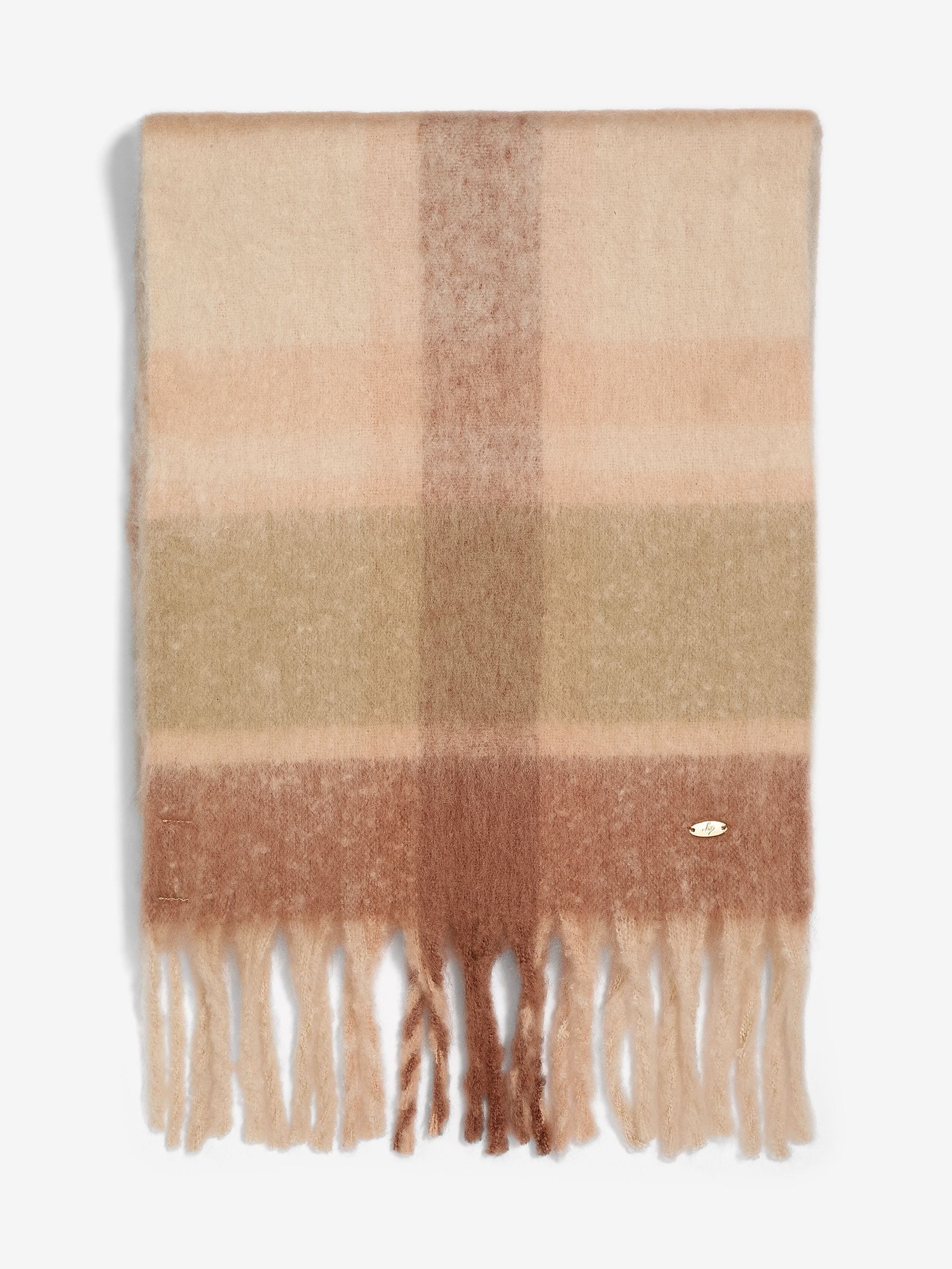 Camel geruit - Lipsy Cosy geborstelde sjaal